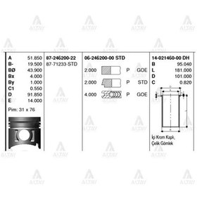 Resim GOETZE ISS 14-21460-0 Gömlek Isuzu Nkr55 93Mm 8971766830 