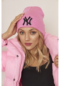 Resim Eke Tekstil Pembe Unısex Ny Nakış Detaylı Yumuşak Dokulu Triko Bere Pembe 