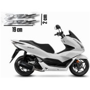 Resim Pcx Amblem Logo 3d Sticker Yazı 2 Adet Set Gümüş Gri Renk Gümüş 