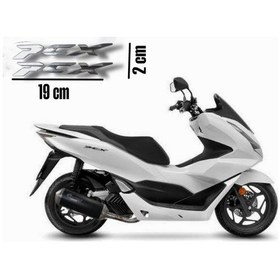 Resim Pcx Amblem Logo 3d Sticker Yazı 2 Adet Set Gümüş Gri Renk Gümüş 