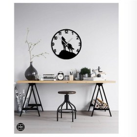 Resim Kurt Figürlü Metal Duvar Saati Metal - Siyah 