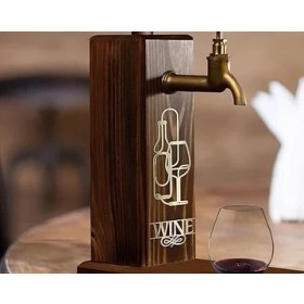 Resim Şarap Baskılı Musluklu Doğal Ahşap Içki Standı, Içki Çeşmesi, Doğum Günü Hediyesi, Ev Hediyesi, Içecek Dispenseri 