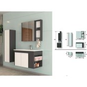 Resim Evros Lara 80 cm Banyo Dolabı Boy Dolabı Dahil 