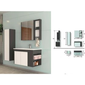 Resim Evros Lara 80 cm Banyo Dolabı Boy Dolabı Dahil 