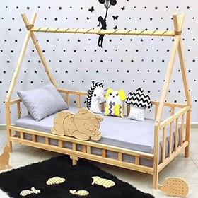 Resim Markaawm Ayıcıklı Montessori Yatak Ahşap Çocuk ve Bebek Karyola 90X190 