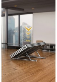 Resim Thentech Alüminyum Malzeme Katlanabilir Sağlam Laptop Dizüstü Bilgisayar Tablet Standı Izgaralı Ayarlanabilir 