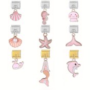 Resim 1 Set Paslanmaz Çelik Deniz Hayatı Tılsımları, Pembe Deniz Kabuğu Denizatı Ahtapot Yıldız Balığı Kuyruk Balina Deniz Kızı Pendentler, DIY Takı Yapım Seti Kolye Bileklik Yapımı İçin 