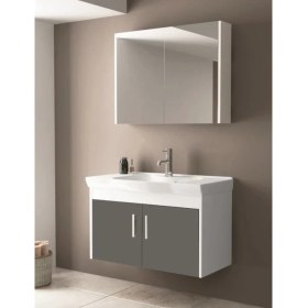 Resim Ece Banyo Gama 91 cm Banyo Dolabı Seti Yeni Antrasit Beyaz 