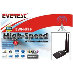 Resim Everest Ewn-999 300Mbps Usb High Power Kablosuz Adaptör Çift Antenli 