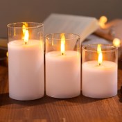 Resim 3 LED Alevsiz Mumlar - Pil ile Çalışan Elektrikli Sütun Mumlar, Titrek Alev ve 3D Fitil ile, Ev, Düğün, Doğum Günü Dekorasyonu için Romantik Ortam (Piller Dahil Değil), Düğün Aydınlatması, Zarif Aydınlatma, Gerçekçi Alev Etkisi 