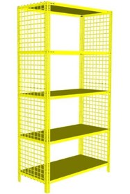 Resim RafBurada 5 Katlı Sarı 31x93-200 Cm Renkli Tel Kafes Çelik Raf. Dekoratif Raf 