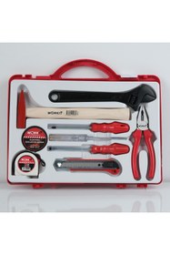 Resim Work It 9 Parça El Aleti Set/Pense/Tornavida/Kontrol Kalemi/Kurbağacık/Çekiç/Metre/M.Bıçağı/Elektrik Bandı 