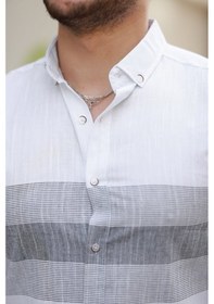 Resim Erkek Desenli Kısa Kollu Gömlek Beyaz 