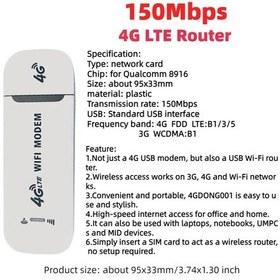 Resim 4g Lte Usb Modem Dongle 150mbps Kablosuz Wifi Mobil Yönlendirici Ağ Kartı Ce Whıte 