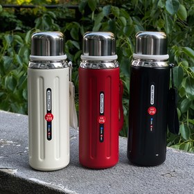 Resim 1 Adet 27oz 316 Paslanmaz Çelik Yalıtımlı Su Matarası, Sızdırmaz Kapaklı ve Askılı Çift Cidarlı Vakumlu Yeniden Kullanılabilir Bardak - Mat Bitişli, Tatil, Kamp, Spor Salonu, Ofis İçin İdeal Hediye (Beyaz/Kırmızı/Siyah), Şık Tasarım, Dayanıklı Su Matarası 
