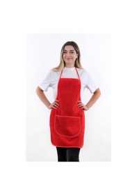 Resim Wellsoft İkili Paket Cepli Mutfak Önlüğü Sıvı Geçirmez Su Geçirmez Mutfak Önlüğü Kırmızı 