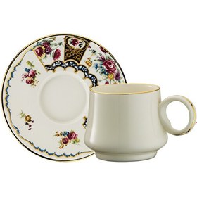 Resim Sandro Moreno 1453 Antik Rose Yüzük Gold 12 Parça 6 Kişilik Kahve Fincan Takımı 90 ML 