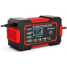 Resim Xuweiwei 1 Adet 12v6a Akıllı Pil Şarj Bakım Kırmızı Avrupa Standart Fiş Çift Güç Modu Pil Güç Araba Kamyon Motosiklet Çim Biçme Makinesi 