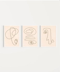 Resim Çerçevesiz Poster Organik Formlar Ve Çizgiler 3'lü 