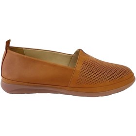 Resim Saracshoes Gerçek Deri Taba Düz Loafer 