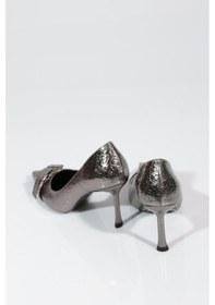 Resim Dgn 8005 Tokalı Topuklu Ayakkabı Platin Kroko 