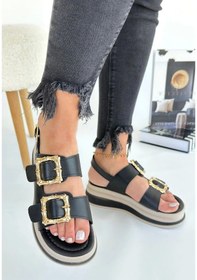 Resim Stan Siyah Cilt Sandalet Siyah 