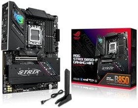 Resim ASUS ROG STRIX B850-F GAMING WIFI AMD B850 AM5 DDR5 8000 DP HDMI 4x M2 USB3.2 Gen 2x2 WiFi 7 + BT AURA RGB 2.5Gbit LAN ATX 16+2+2 Güç Aşamaları, 2xGen5 M.2, ASUS Q-Design, Ready for Advanced AI PC 