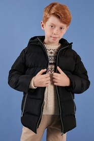 Resim Lela İçi Peluş Astarlı Kapüşonlu Cepli Kışlık Mont Erkek Çocuk MONT 5761911 