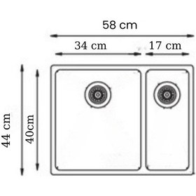 Resim Gl General Redux 58x44 Inox Petek Dokulu Sol 1,5 Gözlü Paslanmaz Çelik Mutfak Eviyesi İnox 