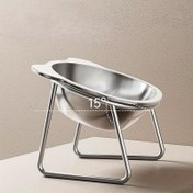 Resim 2 adet/takım (Kase + Stand), Pet Paslanmaz Çelik Boyun Koruyucu Çapraz Yüksek Platform Kase Paslanmaz Çelik Ayı Şeklinde Köpek Kasesi Kedi Kasesi 