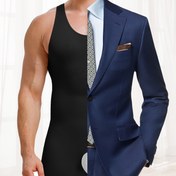 Resim Erkekler İçin Yüksek Esneklikli Tam Vücut Karın Kontrol Şekillendirici Tulum - Dar Kesim, Yuvarlak Yaka, Kısa Kolsuz Yelek Tasarımı - Spor, Plaj ve Düğün Giyimi İçin - Duruş ve Kamuflaj (Elde Yıkanabilir) 