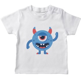 Resim Angemiel Baby Tek Kolu Yukarıda Olan Canavar Erkek Bebek Tişört Beyaz B0339MDBBKETSRT 