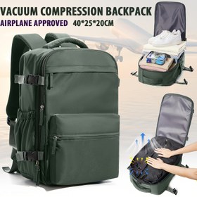 Resim Vakumlu Sıkıştırma Sırt Çantası - Uçak Onaylı, 40x25x20cm, Büyük Kapasiteli Çok Fonksiyonlu Seyahat ve İş Çantası, Ayarlanabilir Askı, Şişe Tutucu, Tablet Bölmesi, Naylon Astar, Trolley Kılıfı, Elde Yıkanabilir, Seyahat Gereçleri Çantası | Ayarlanabilir Askı Çantası | Dayanıklı Fermuar Kapatma, Seyahat Sırt Çantası 