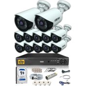 Resim Ids 12 Kameralı 5mp Lensli 1080P Fullhd Kamera Seti - Gece Görüşlü - Su Geçirmez - Cepten Izle 