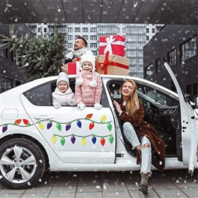 Resim Noel Arabası Yansıtıcı Ampul Mıknatıs Dekorasyonu (Yurt Dışından) 