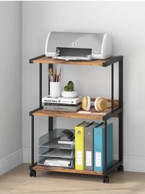 Resim Raflı Yazıcı Sehpası - Atlantik Çam 45x30 Frenli Tekerli 