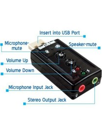 Resim Wozlo 7.1 USB Ses Kartı Harici USB Sound Kart Virtual 3D Çevirici 