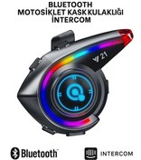 Resim Y21 Bluetooth Motosiklet Kask Kulaklığı Led Işıklı İntercom 