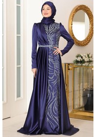 Resim Esilanur Mihrimah Tesettür Abiye Lacivert Lacivert 