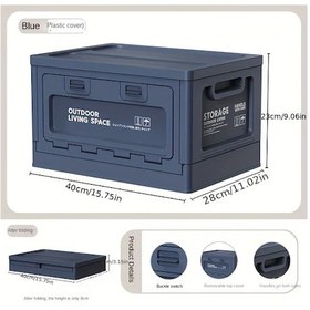 Resim Gateesat Mavi Plastik Kapaklı Katlanır Depolama Kutusu Araba Bagaj Kamp Ev Organizer 
