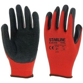 Resim Eldiven İş Lateks E-45-ks Tırtıklı Kauçuk 9'' Kırmızı-siyah El00102 