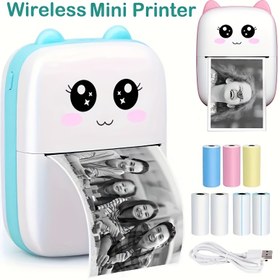 Resim Kağıt ile Mini Yazıcı - Taşınabilir Termal Etiket Yapıcısı, 203 dpi, Notlar, Günlükler, İş, Makbuzlar ve DIY El Sanatları için İdeal, Kablosuz Destekli, USB / Pil Güçlü, Mükemmel Hediye Seti 