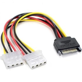 Resim 30 cm 15 Pin Sata Erkek To 2x 4 Pin Dişi Molex Kablo 15 Pin Erkek 2x 4 Pin Dişi Molex 30 cm Sata Kablo 