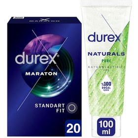 Resim Durex Maraton Prezervatif 20'li + Naturals Pure Kayganlaştırıcı Jel 100 ML 