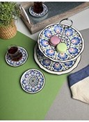 Resim Jamuor Roys Fulya Porselen Katlı Kurabiyelik Ve 6'lı Çay Tabağı 12 CM 