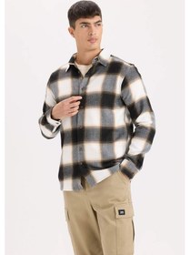 Resim DeFacto Regular Fit Polo Yaka Kareli Flanel Uzun Kollu Gömlek D5835AX24AUBN279 
