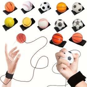 Resim Gökkuşağı Esnek Bileklikli Top, Partiler ve Dış Mekan Etkinlikleri için Spor Antrenman Topu, Basketbol, Futbol, Beyzbol, Tenis vb. İçin Uygun Dayanıklı Gerdirme Egzersiz Topu, İşçi Bayramı ve Mezuniyet Sezonu için Hediye Olarak Mevcut İç-Dış Mekan Eğitim Topları 