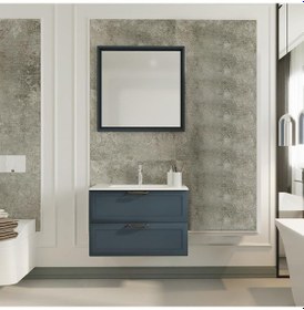 Resim Denko Beyoğlu 75 Cm Mdf Mat Lacivert Banyo Dolabı Takımı Lacivert 