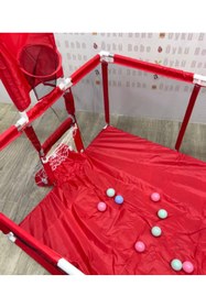 Resim ÖYKÜ BEBEK DUNYASI Çocuk Oyun Parkı Futbol Sahası Yürüme Öğrenme Çiti Yüksek Korumalı Basketbol Potalı 225x122x65 