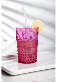 Resim Akrilik Pembe Tekli Kısa Bardak & Su Meşrubat Kahve Yanı Bardağı 400 ml (Cam Değildir ) 